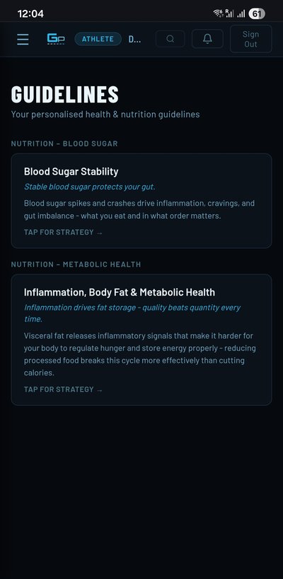 GP Platform: Nutrition & Health Guidelines